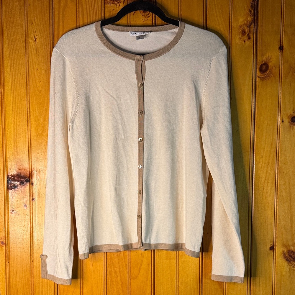 Pendleton Cream and Tan Button-Down Shirt - Picture 1 of 7